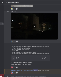 Capturas del hackeo de Ezze en el server de DFG FUNA en discord.