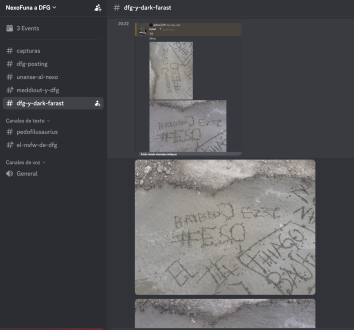 Capturas del hackeo de Ezze en el server de DFG FUNA en discord.